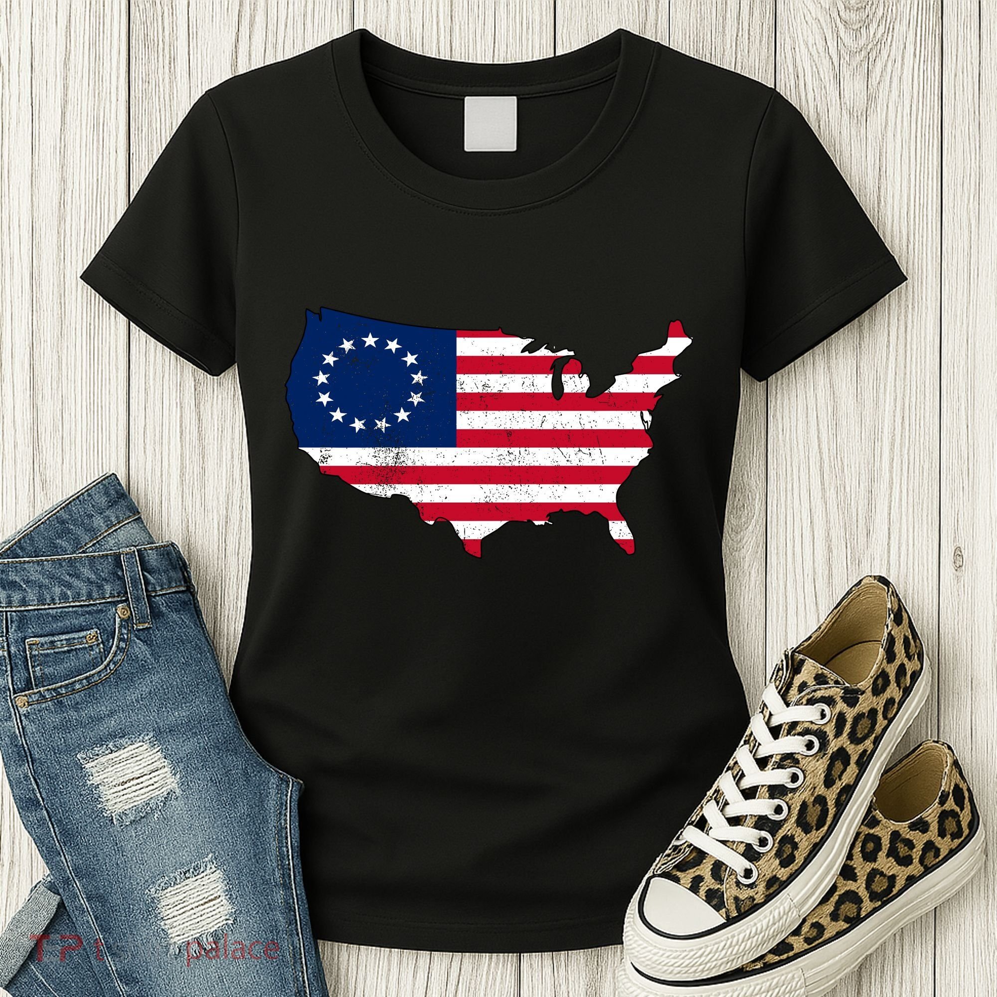 Betsy Ross USA Flag Revolutionary War Women's T-Shirt