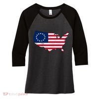 Betsy Ross USA Flag Revolutionary War Women's Tri-Blend 3/4-Sleeve Raglan Shirt thumb 0