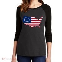 Betsy Ross USA Flag Revolutionary War Women's Tri-Blend 3/4-Sleeve Raglan Shirt thumb 2