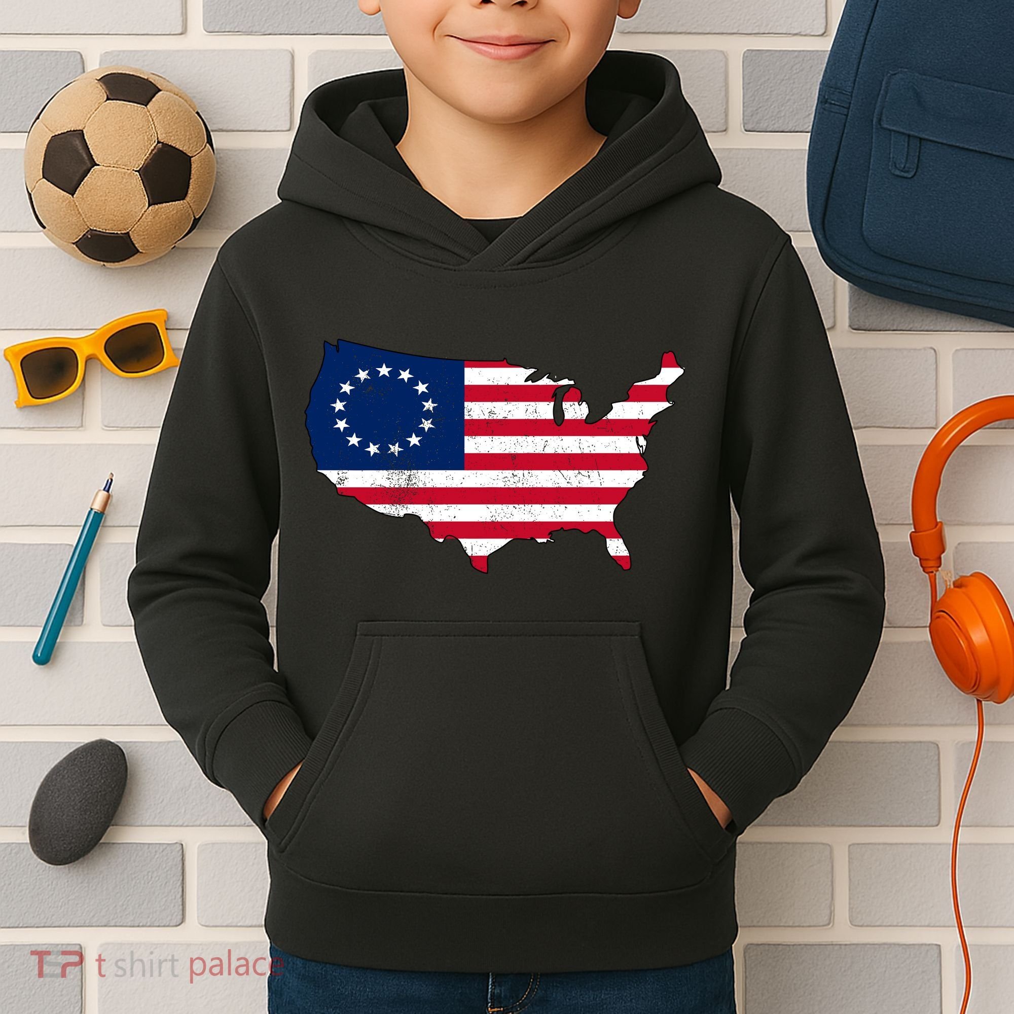 Betsy Ross USA Flag Revolutionary War Kids Hoodie