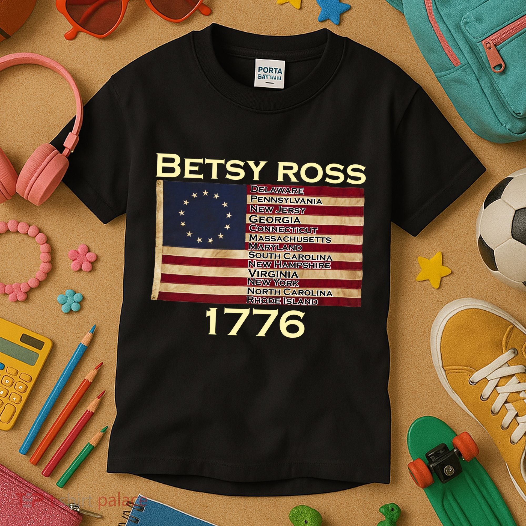 Betty Ross Original Colonies Flag Kids T-Shirt