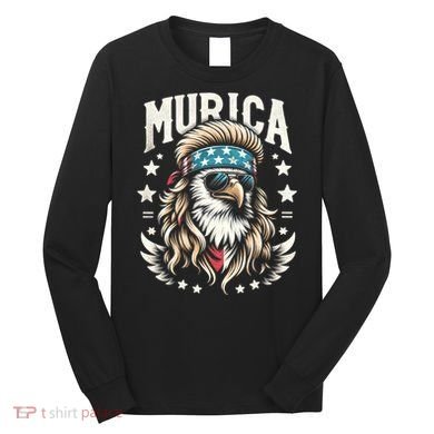 Bald Eagle Us Flag Murica! Patriotic American July 4th Long Sleeve Shirt