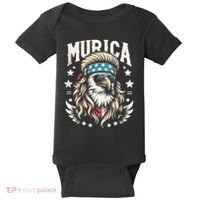 Bald Eagle Us Flag Murica! Patriotic American July 4th Baby Bodysuit thumb 0