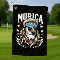 Bald Eagle Us Flag Murica! Patriotic American July 4th Golf Towel thumb 1