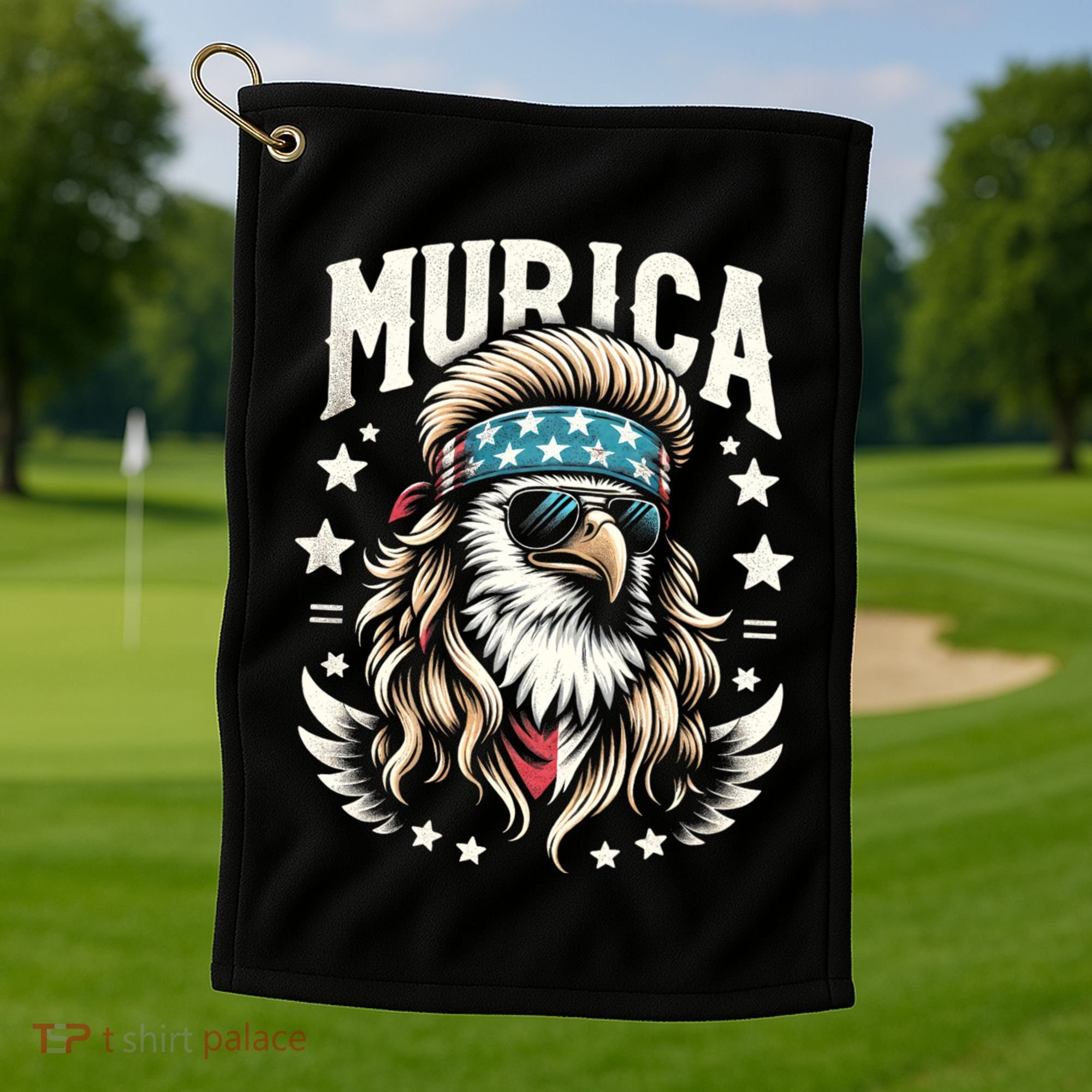 Bald Eagle Us Flag Murica! Patriotic American July 4th Golf Towel