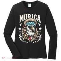 Bald Eagle Us Flag Murica! Patriotic American July 4th Women's Long Sleeve Shirt thumb 0