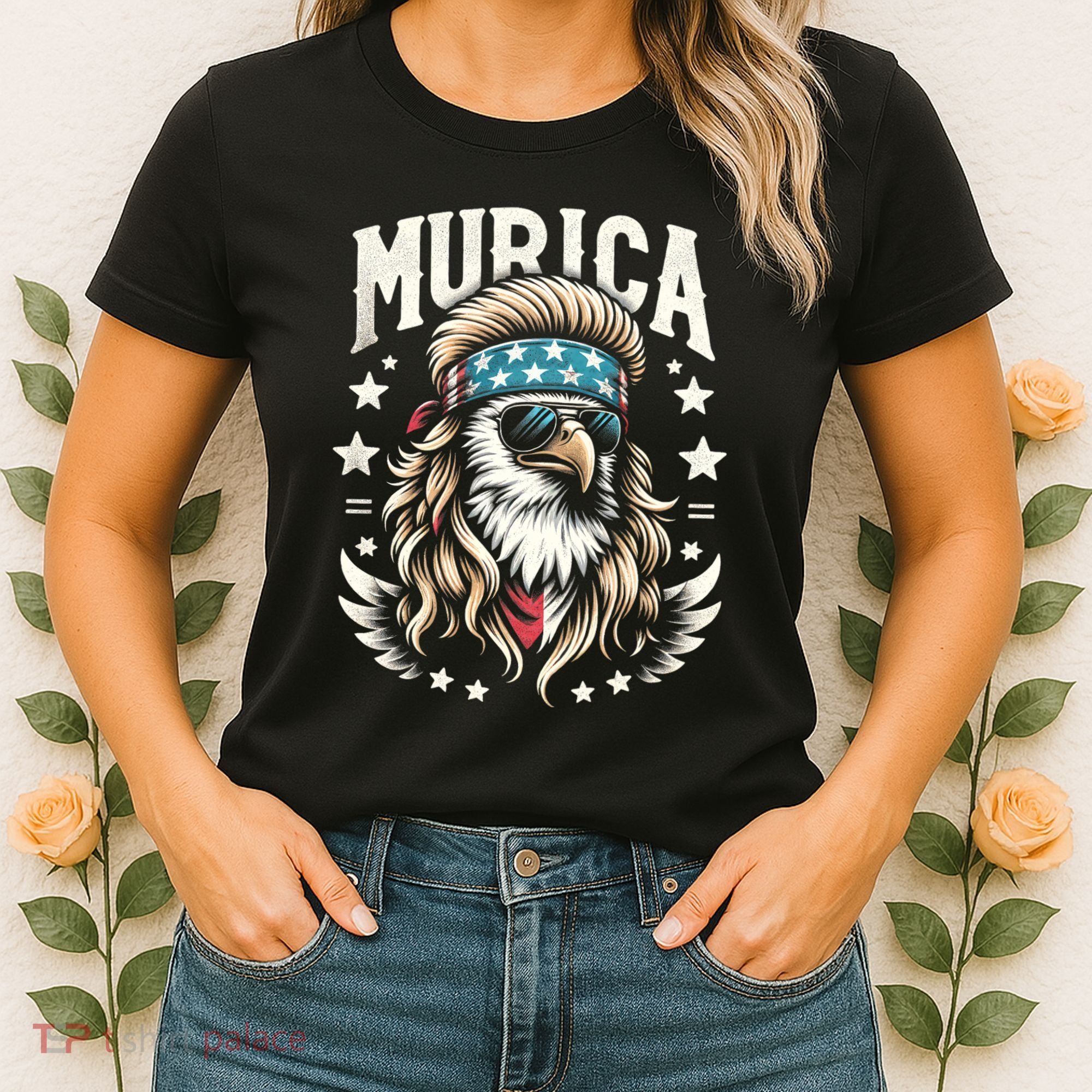 Bald Eagle Us Flag Murica! Patriotic American July 4th Women's T-Shirt