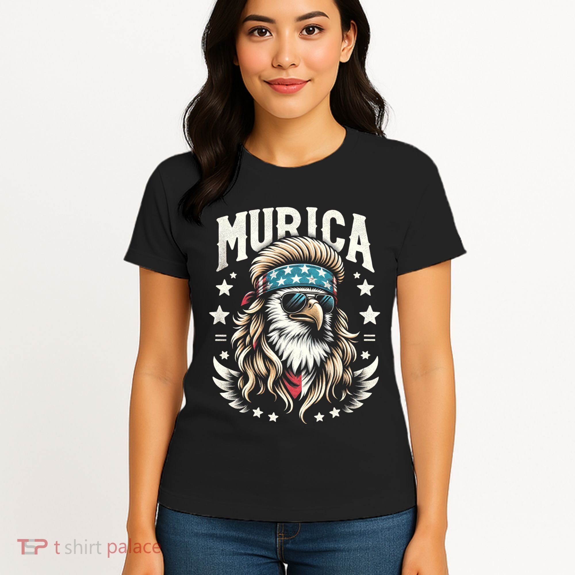 Bald Eagle Us Flag Murica! Patriotic American July 4th Women's T-Shirt