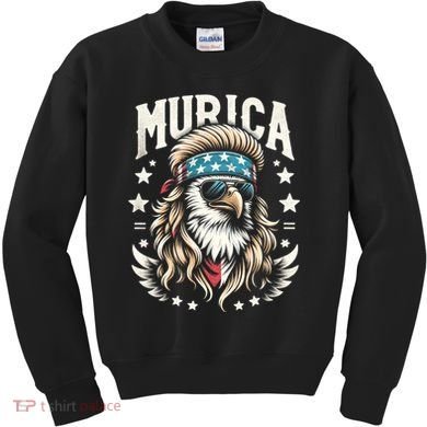 Bald Eagle Us Flag Murica! Patriotic American July 4th Kids Sweatshirt