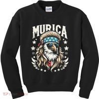 Bald Eagle Us Flag Murica! Patriotic American July 4th Kids Sweatshirt thumb 0