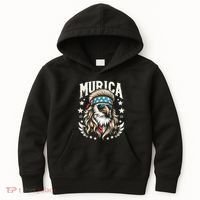 Bald Eagle Us Flag Murica! Patriotic American July 4th Kids Hoodie thumb 0