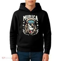 Bald Eagle Us Flag Murica! Patriotic American July 4th Kids Hoodie thumb 4