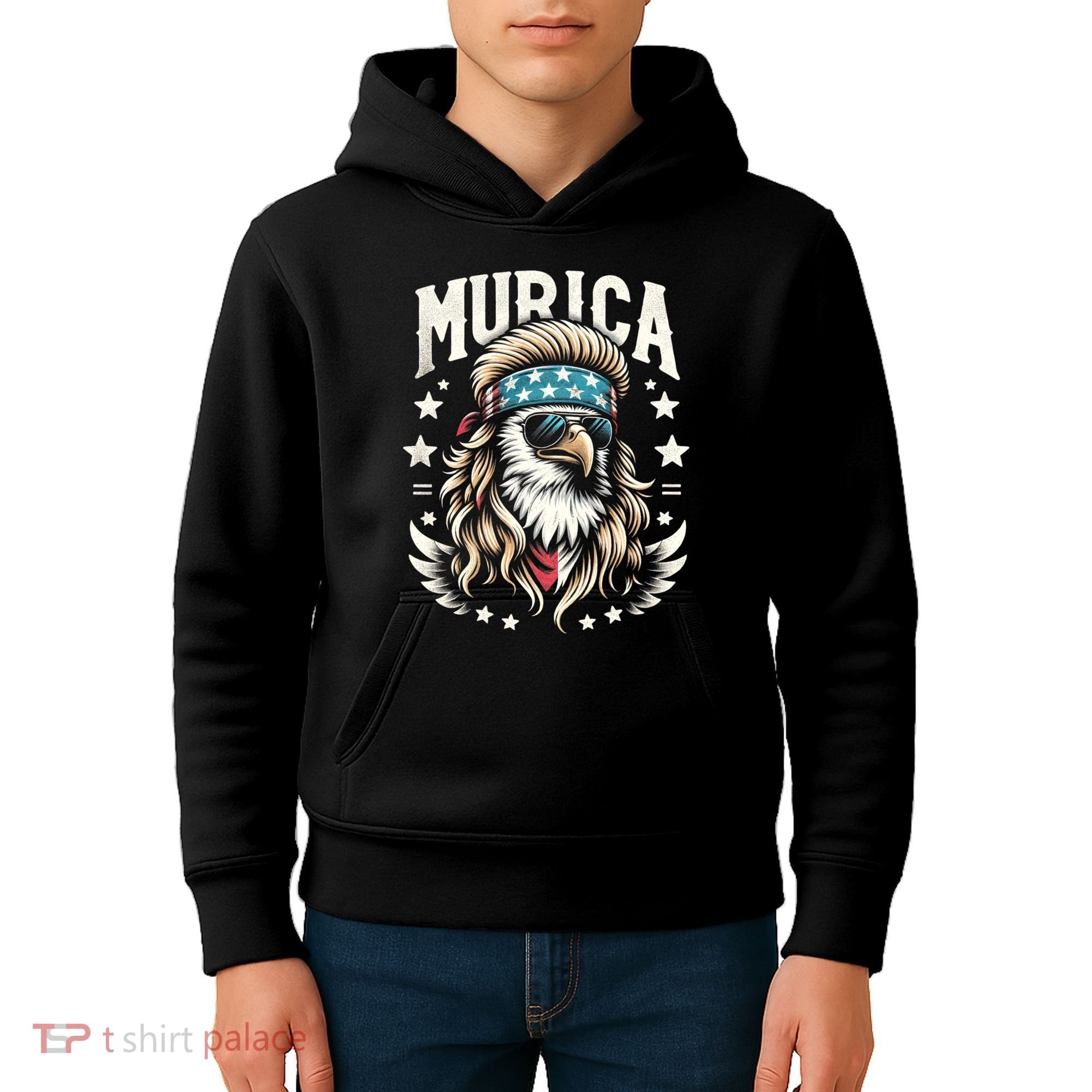 Bald Eagle Us Flag Murica! Patriotic American July 4th Kids Hoodie