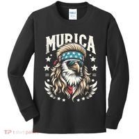 Bald Eagle Us Flag Murica! Patriotic American July 4th Kids Long Sleeve Shirt thumb 0