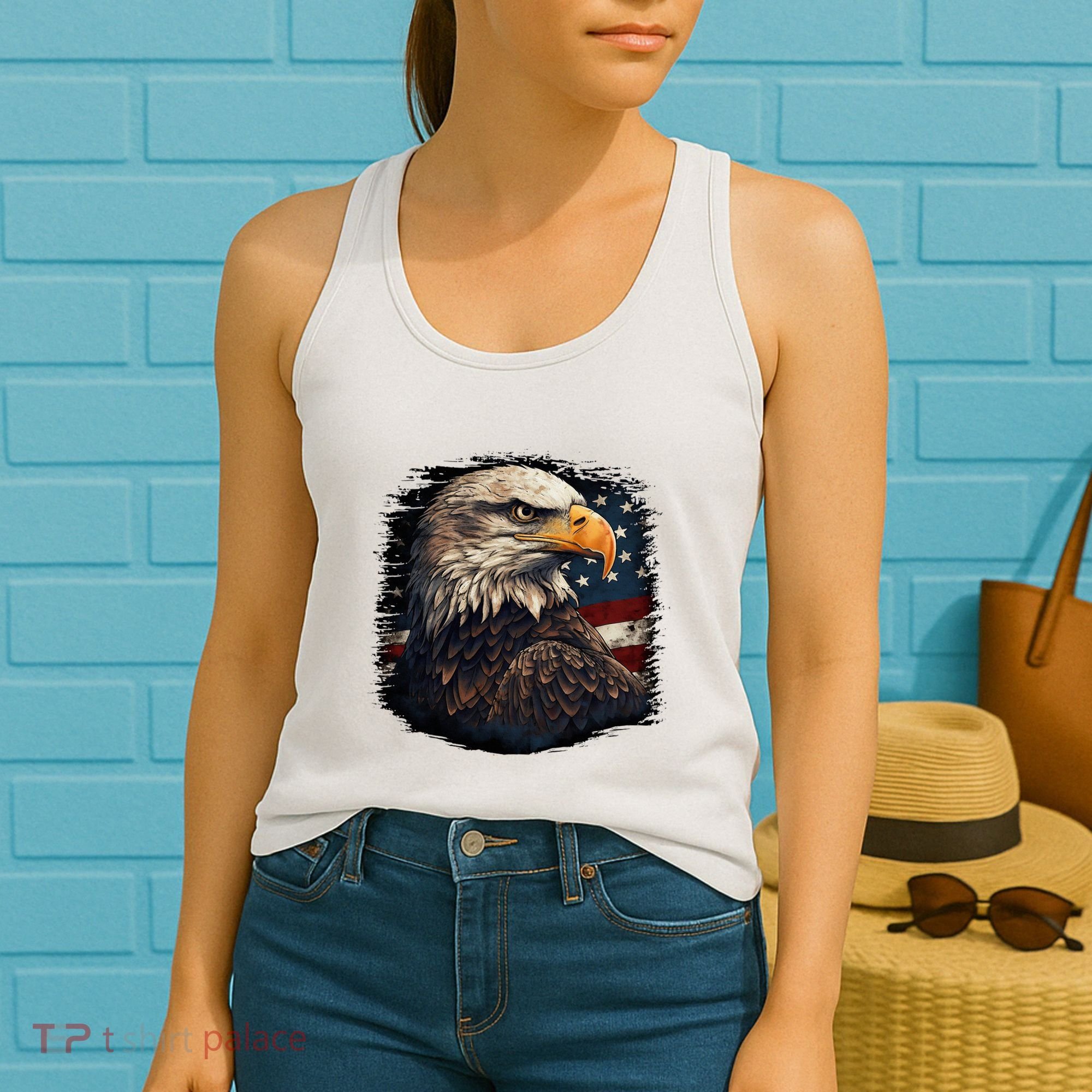 Bald Eagle Us American Flag 4th Of July Proud Patriotic Women's Tank Top