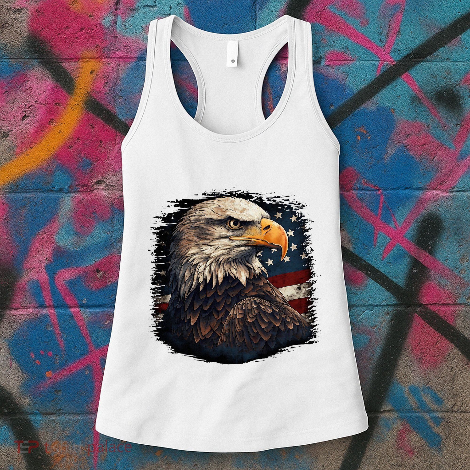 Bald Eagle Us American Flag 4th Of July Proud Patriotic Women's Tank Top