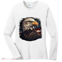Bald Eagle Us American Flag 4th Of July Proud Patriotic Women's Long Sleeve Shirt thumb 0
