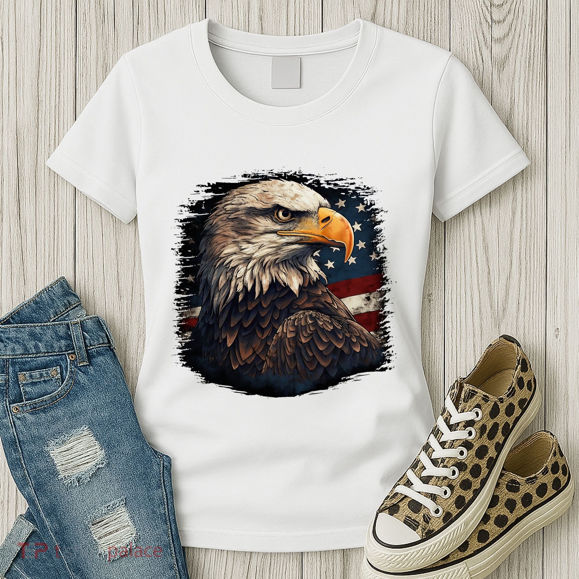 Bald Eagle Us American Flag 4th Of July Proud Patriotic Women's T-Shirt
