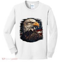 Bald Eagle Us American Flag 4th Of July Proud Patriotic Kids Long Sleeve Shirt thumb 0