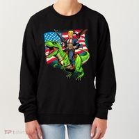 Bald Eagle Us Flag Trump Riding A Trex Women's Sweatshirt thumb 0