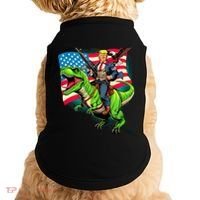 Bald Eagle Us Flag Trump Riding A Trex Doggie Tank thumb 0