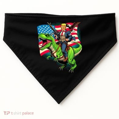 Bald Eagle Us Flag Trump Riding A Trex USA-Made Doggie Bandana