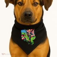 Bald Eagle Us Flag Trump Riding A Trex USA-Made Doggie Bandana thumb 1
