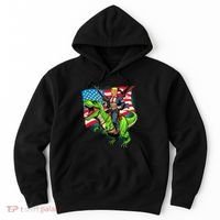 Bald Eagle Us Flag Trump Riding A Trex Hoodie thumb 0
