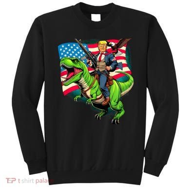 Bald Eagle Us Flag Trump Riding A Trex Sweatshirt
