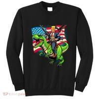 Bald Eagle Us Flag Trump Riding A Trex Sweatshirt thumb 0