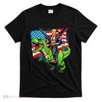 Bald Eagle Us Flag Trump Riding A Trex T-Shirt thumb 0