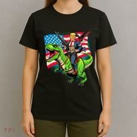 Bald Eagle Us Flag Trump Riding A Trex T-Shirt thumb 4