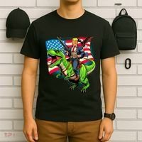 Bald Eagle Us Flag Trump Riding A Trex T-Shirt thumb 6