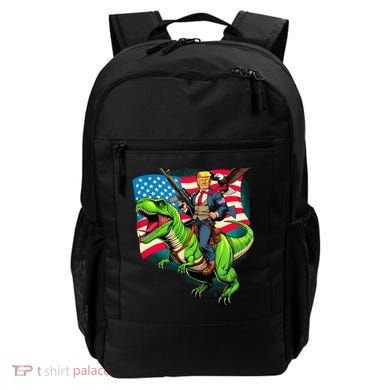Bald Eagle Us Flag Trump Riding A Trex Backpack