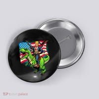 Bald Eagle Us Flag Trump Riding A Trex Button thumb 0