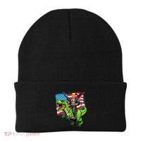 Bald Eagle Us Flag Trump Riding A Trex Beanie thumb 0