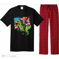 Bald Eagle Us Flag Trump Riding A Trex Pajama Set thumb 0