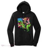 Bald Eagle Us Flag Trump Riding A Trex Women's Hoodie thumb 0