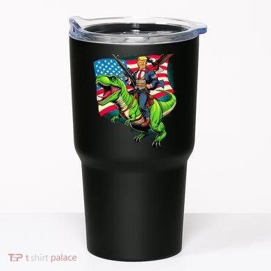 Bald Eagle Us Flag Trump Riding A Trex Tumbler