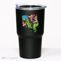 Bald Eagle Us Flag Trump Riding A Trex Tumbler thumb 0