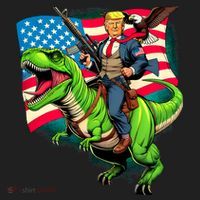 Bald Eagle Us Flag Trump Riding A Trex Tumbler thumb 3