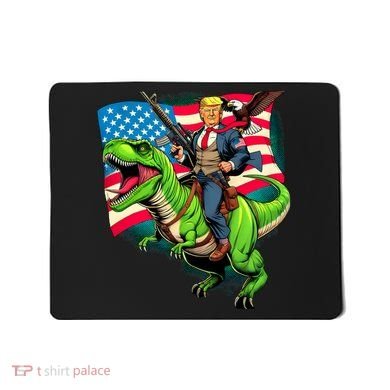 Bald Eagle Us Flag Trump Riding A Trex Mousepad
