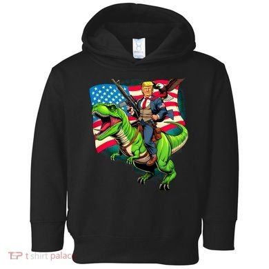 Bald Eagle Us Flag Trump Riding A Trex Toddler Hoodie