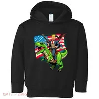 Bald Eagle Us Flag Trump Riding A Trex Toddler Hoodie thumb 0