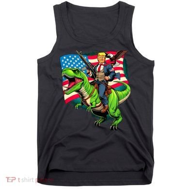 Bald Eagle Us Flag Trump Riding A Trex Tank Top