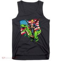 Bald Eagle Us Flag Trump Riding A Trex Tank Top thumb 0