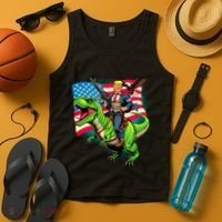 Bald Eagle Us Flag Trump Riding A Trex Tank Top thumb 4
