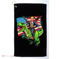Bald Eagle Us Flag Trump Riding A Trex Golf Towel thumb 0