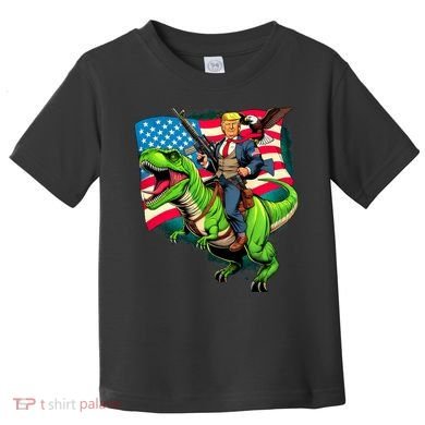 Bald Eagle Us Flag Trump Riding A Trex Toddler T-Shirt
