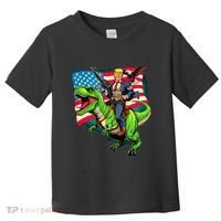 Bald Eagle Us Flag Trump Riding A Trex Toddler T-Shirt thumb 0